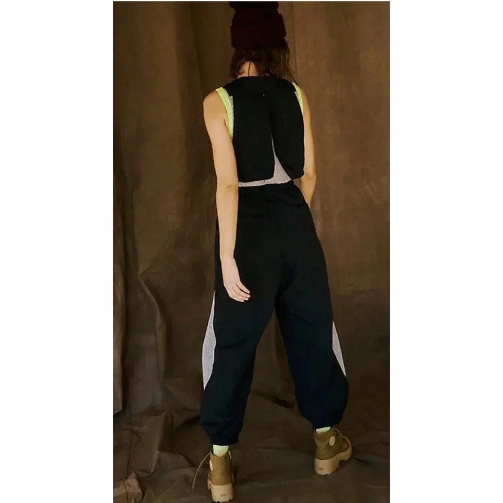 FREE PEOPLE FP MOVEMENT BLACK GRAY INHALE MESH NYLON ONE PIECE JUMPSUIT SZ XS